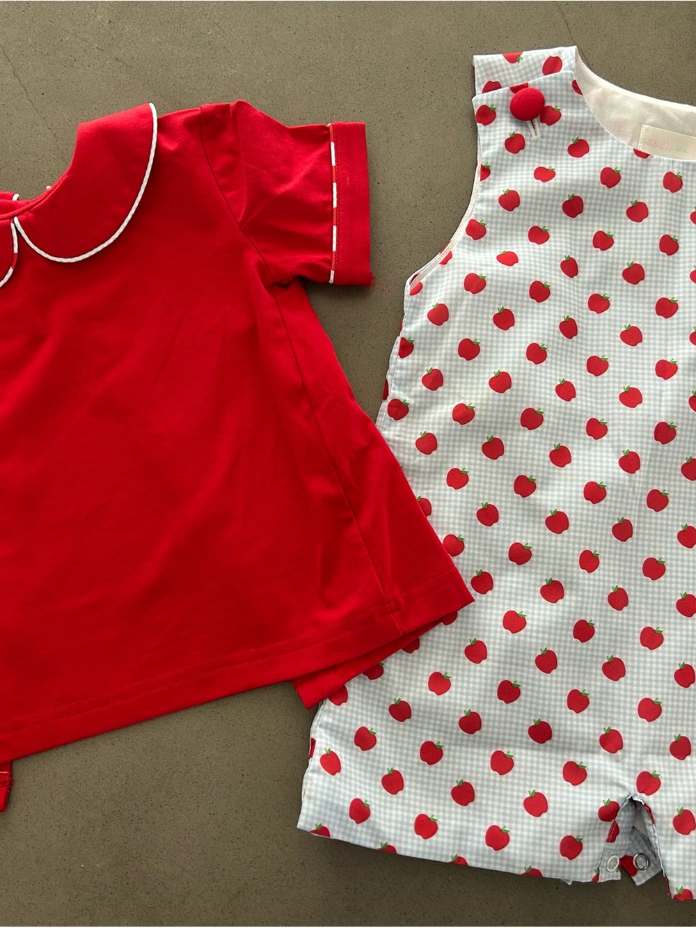 18M Cecil and Lou Apple Print Toddler Set short Jon Jon romper NWOT short all